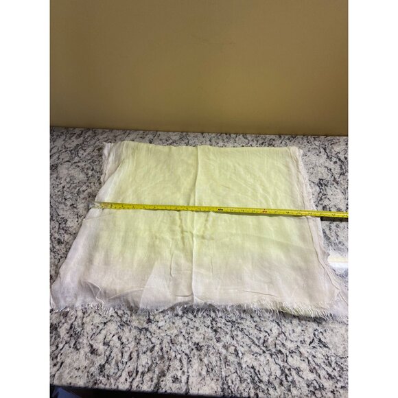 Vintage Womens Rectangel Scarf Lightweight Yellow White Ombre Fringed - Picture 4 of 6